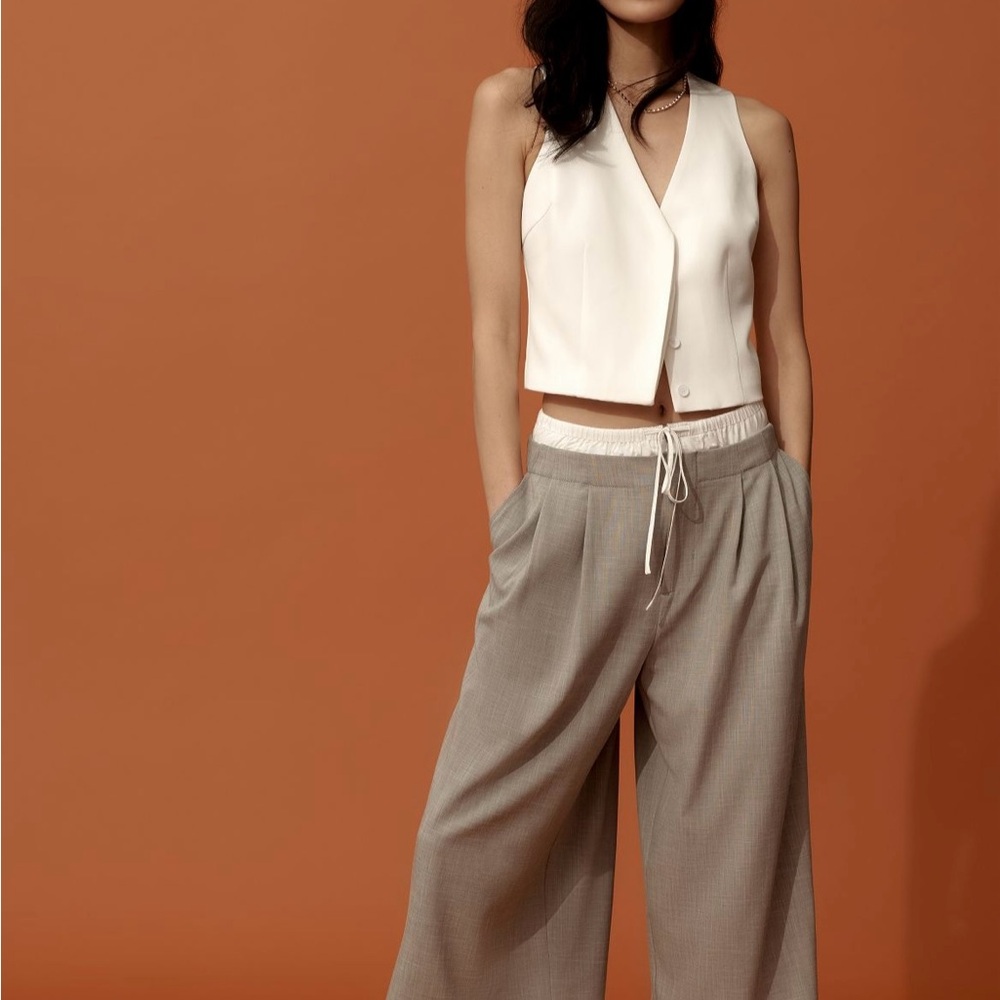 Gray Wide-Leg Pants, Size M